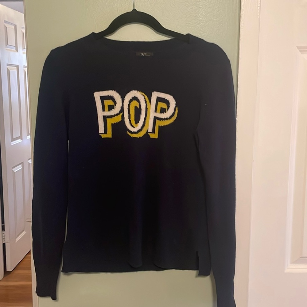 J Crew Navy Cashmere POP Sweater Small